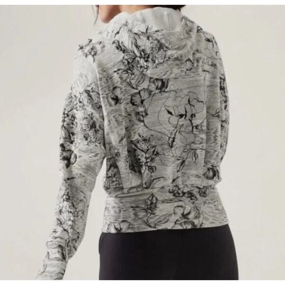 ATHLETA Jacket Women's SMALL Balance Eden Floral Zipped Hoodie Sweatshirt - Picture 2 of 11